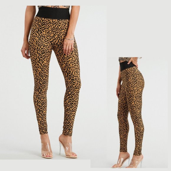 Leopard Waist-Banded Pull on Stretch Pants - Picture 2 of 5